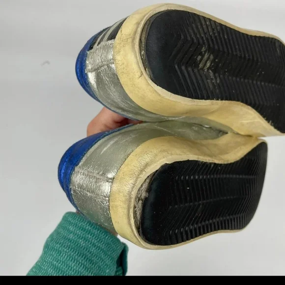 Golden Goose"RARE" Superstar Silver Blue Flag Sneakers - Picture 10 of 14